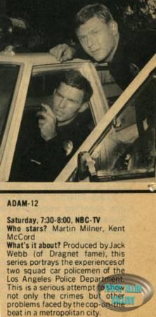 Martin Milner with Kent McCord in Adam-12