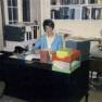 Elizabeth Emanuel at her desk