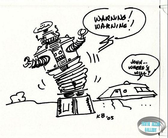 Robot and Jupiter Two drawn by Kevin Burns