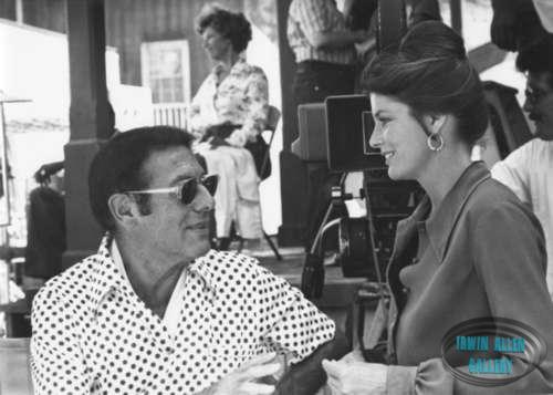 Irwin Allen and Katherine Ross on the set of The Swarm