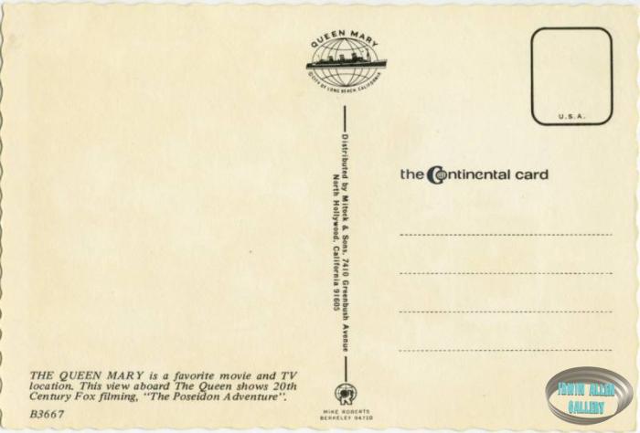 Back of Poseidon Adventure Filming Postcard